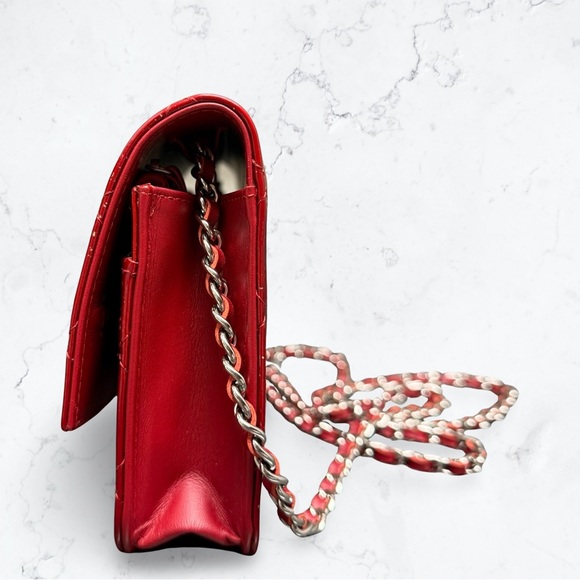Chanel Patent Quilted Brilliant Wallet On Chain WOC Red - Picture 6 of 12
